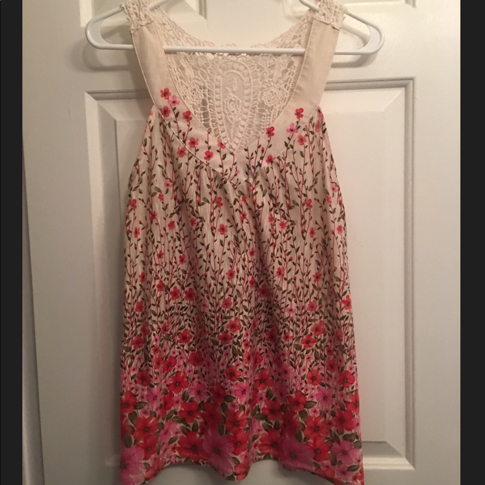 Floral top with lace back